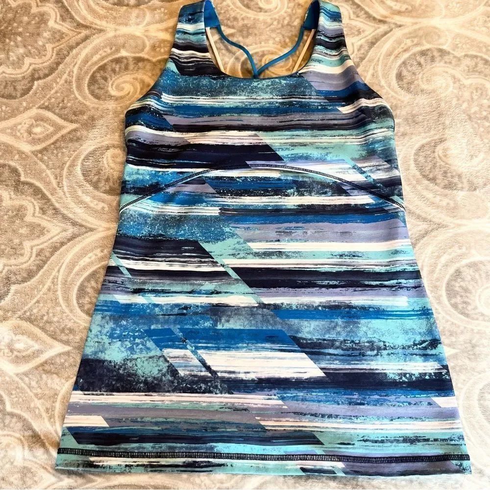 Ivivva Girls Blue Athletic Sporty Strappy Back Sleeveless Tank Top Size 14